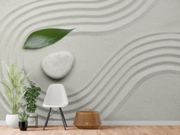 Zen White Sand Wallpaper | Stone Spa Yoga Room Removable Wall Mural