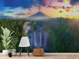 Nature Waterfall Wallpaper | Green Landscape Removable Home Decor