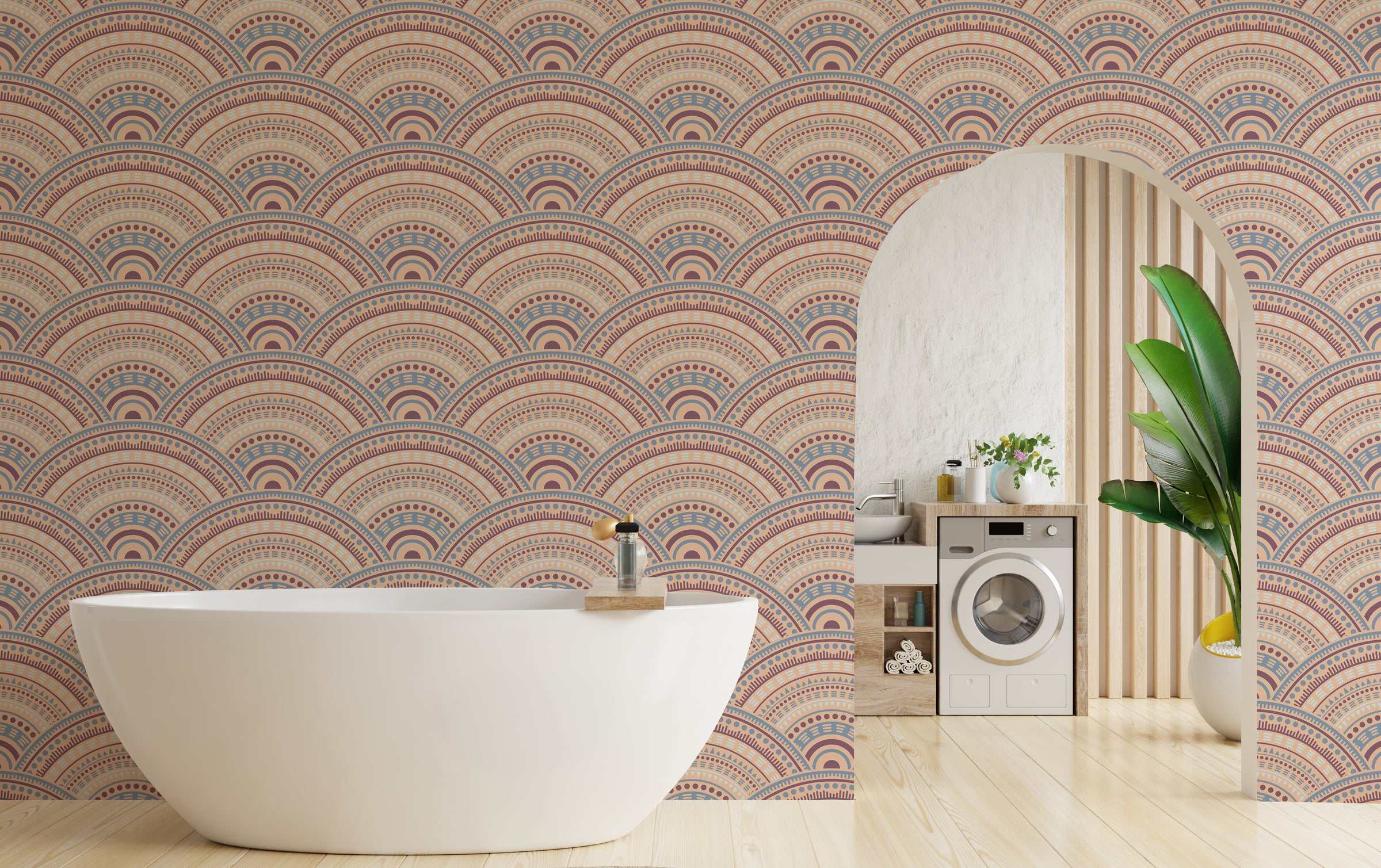 Vibrant Ethnic Boho Design Peel and Stick Wallpaper