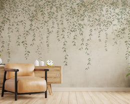 Foggy Hanging Leaves Wallpaper Murals