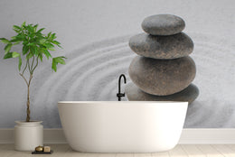 Minimal Zen Stone Statement Wall Decor with Calm Earth Tone Pattern for Modern Bathroom