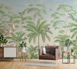 Tropical Jungle Wallpaper | Lush Green Animal Mural | Peel and Stick