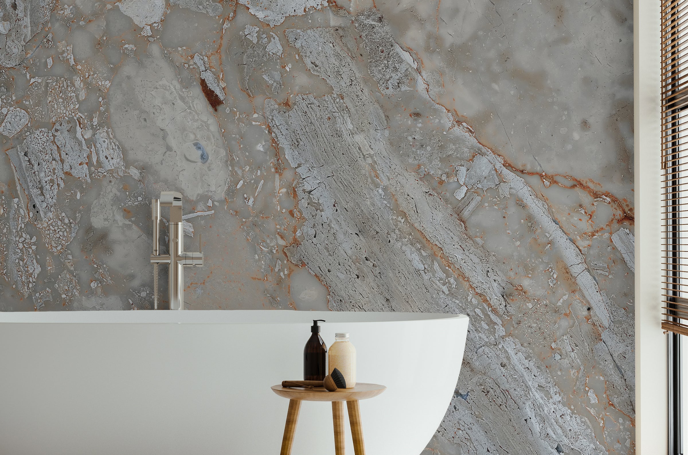 Modern marble formation wall décor displaying natural stone texture for Bathroom