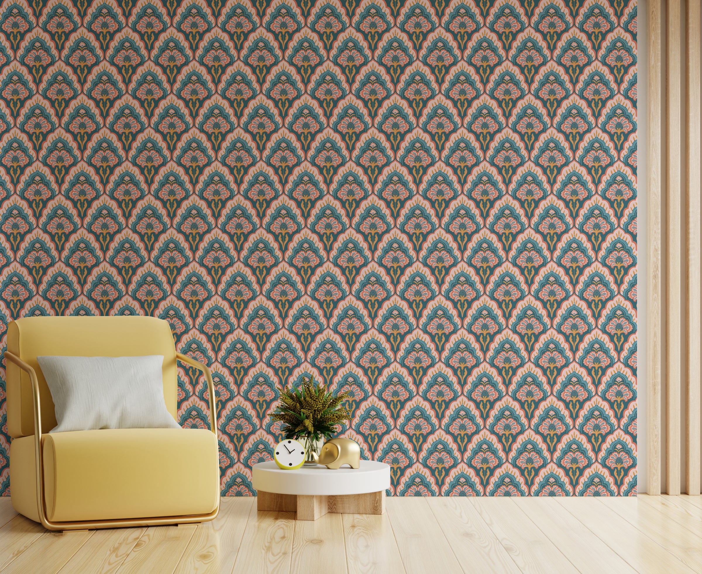Removable Classic Floral Damask Wallpaper For Modern Homes