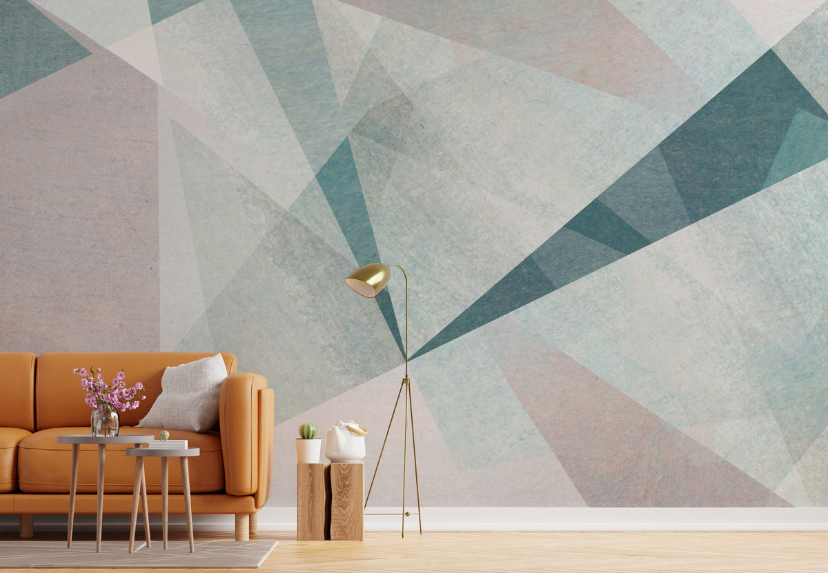 Pastel Colors Asymmetrical Modern Geometric Wallpaper