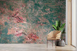 Industrial Grunge Metallic Wallpaper | Green and Pink Removable Wall Mural