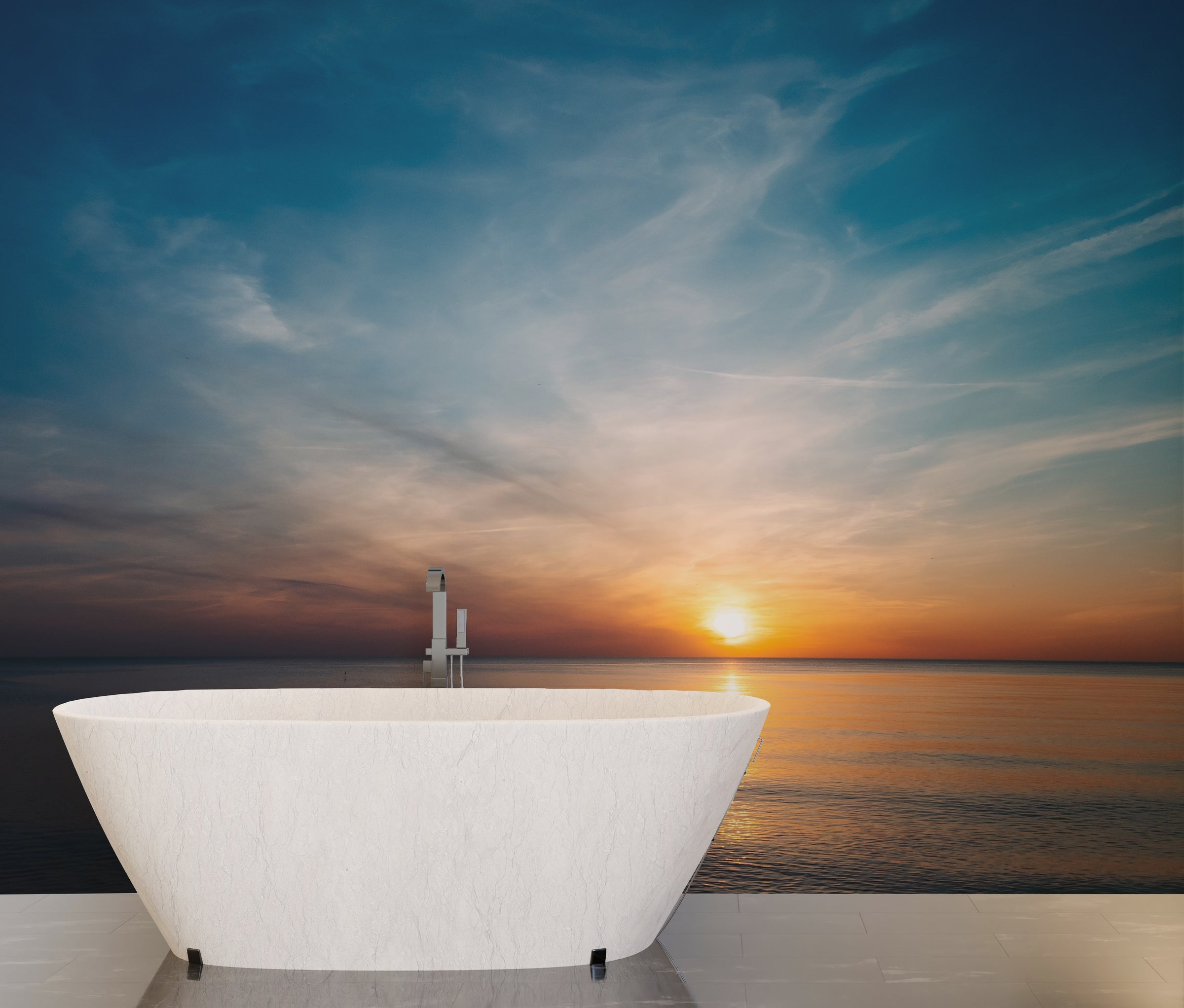 Soft Blue Sky Peaceful and Serene Ocean Views Wall Decor