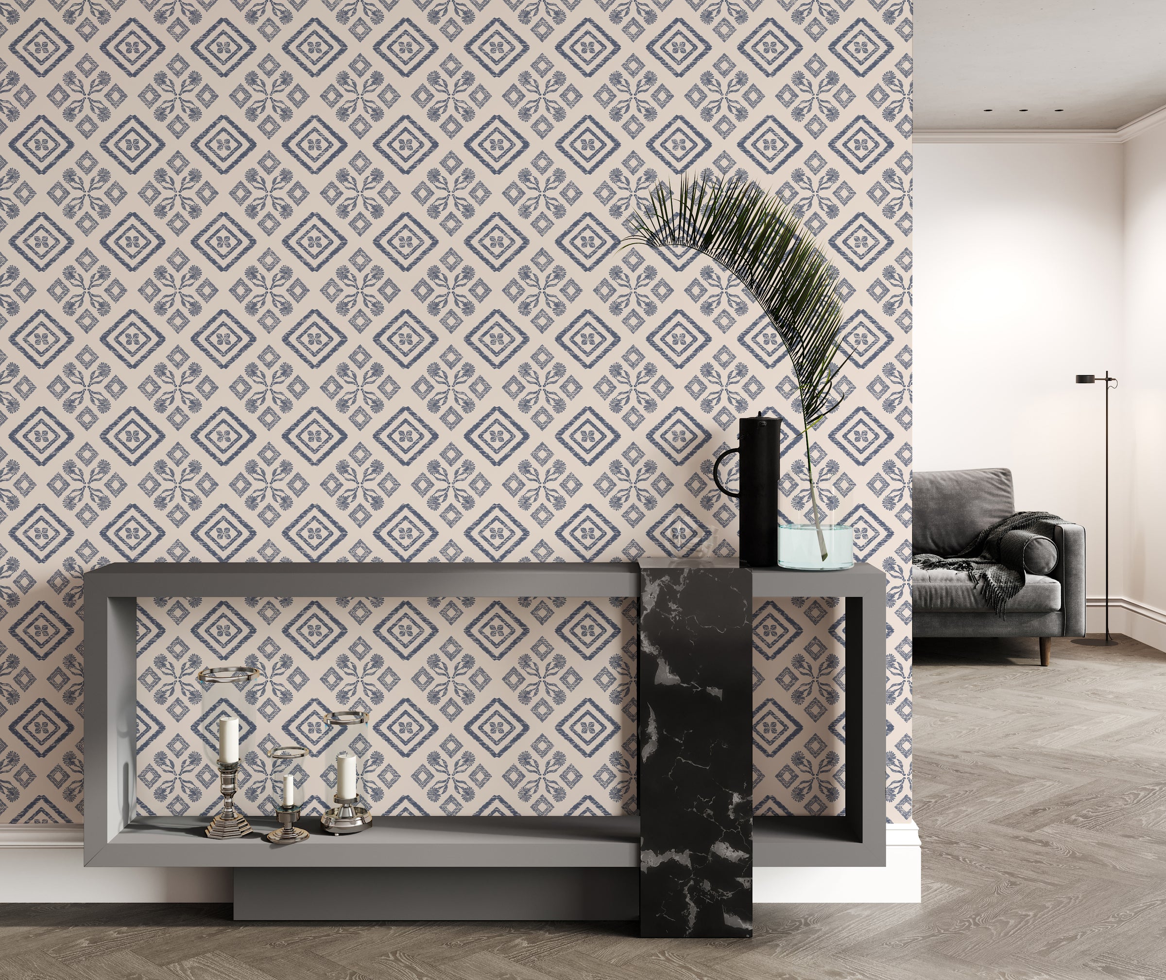 Decorative Moroccan geometry wall design for bedroom or living space