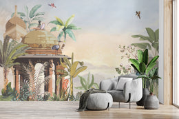 Removable Peacock Wallpaper | Tropical Botanical Garden Mural Decor