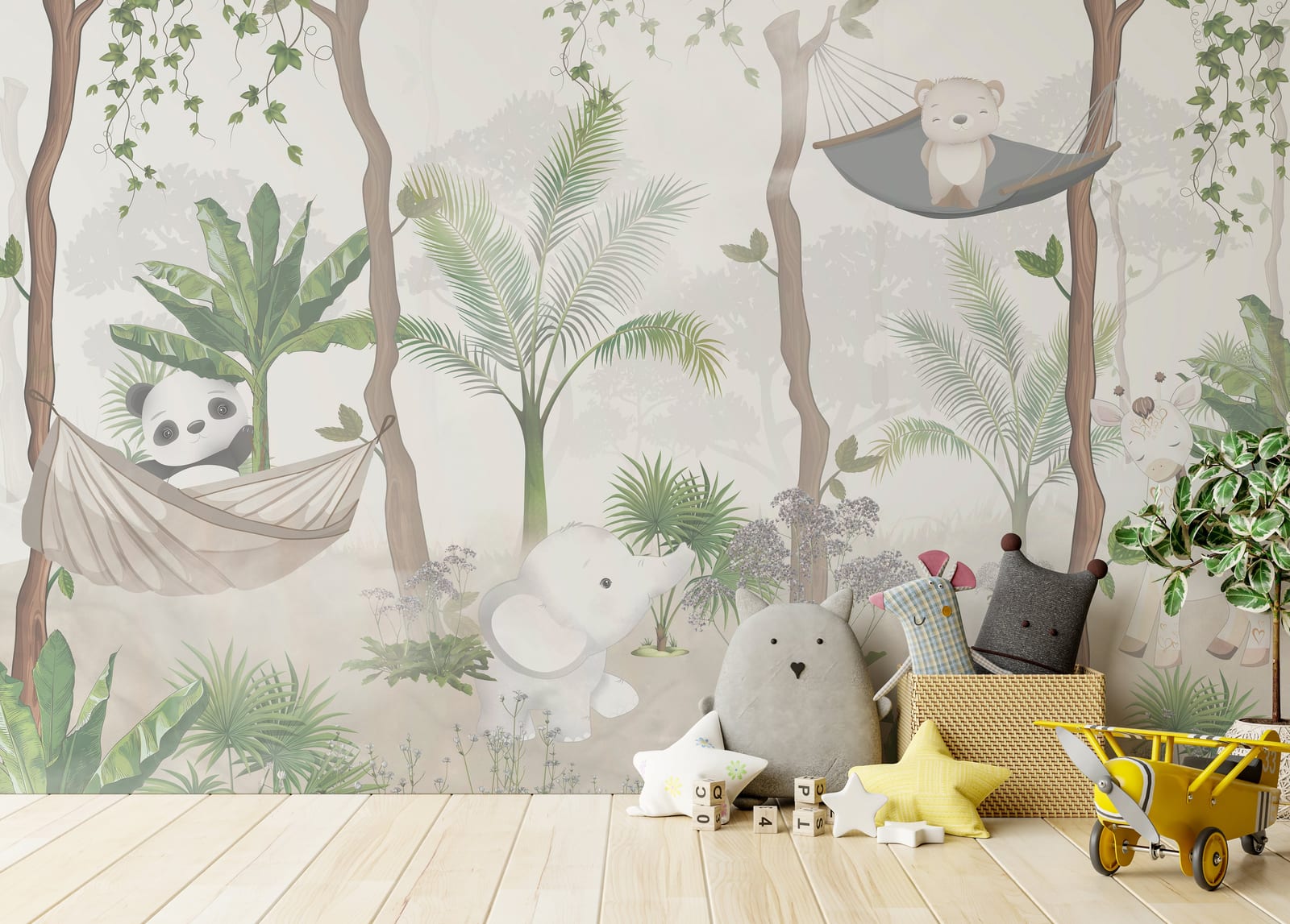 Leafy Heaven And Cute Tot Animal Kids Wallpaper – Howdy Wallpaper ...