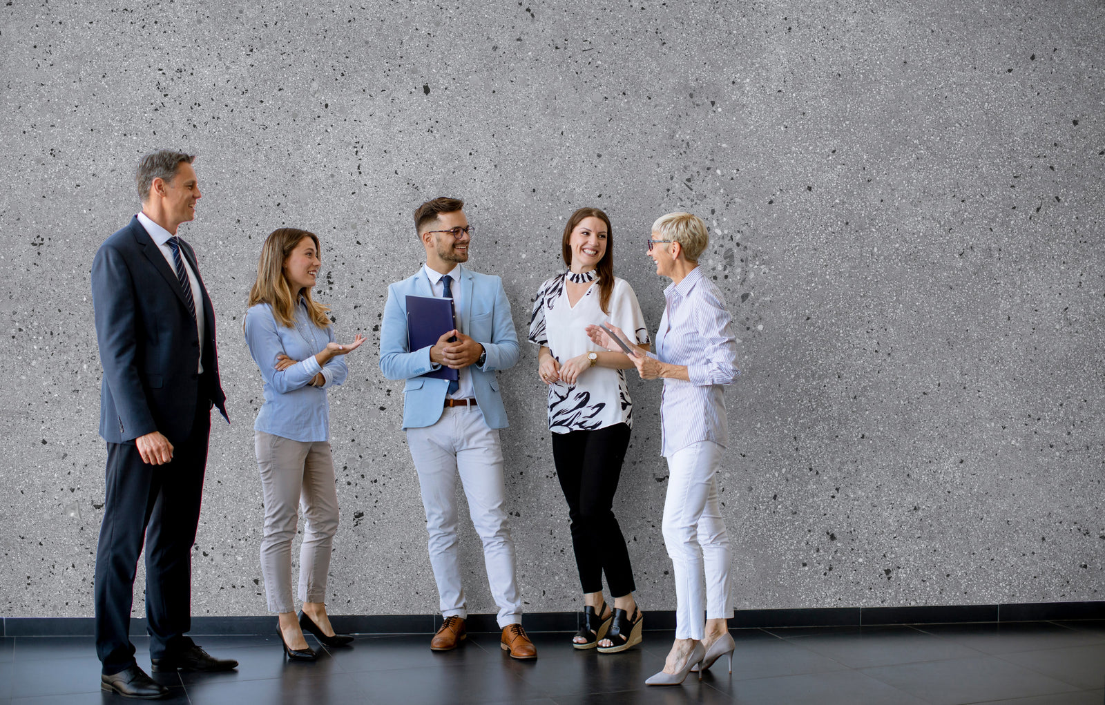 Minimalist concrete texture wallpaper in neutral gray for modern office room accent wall