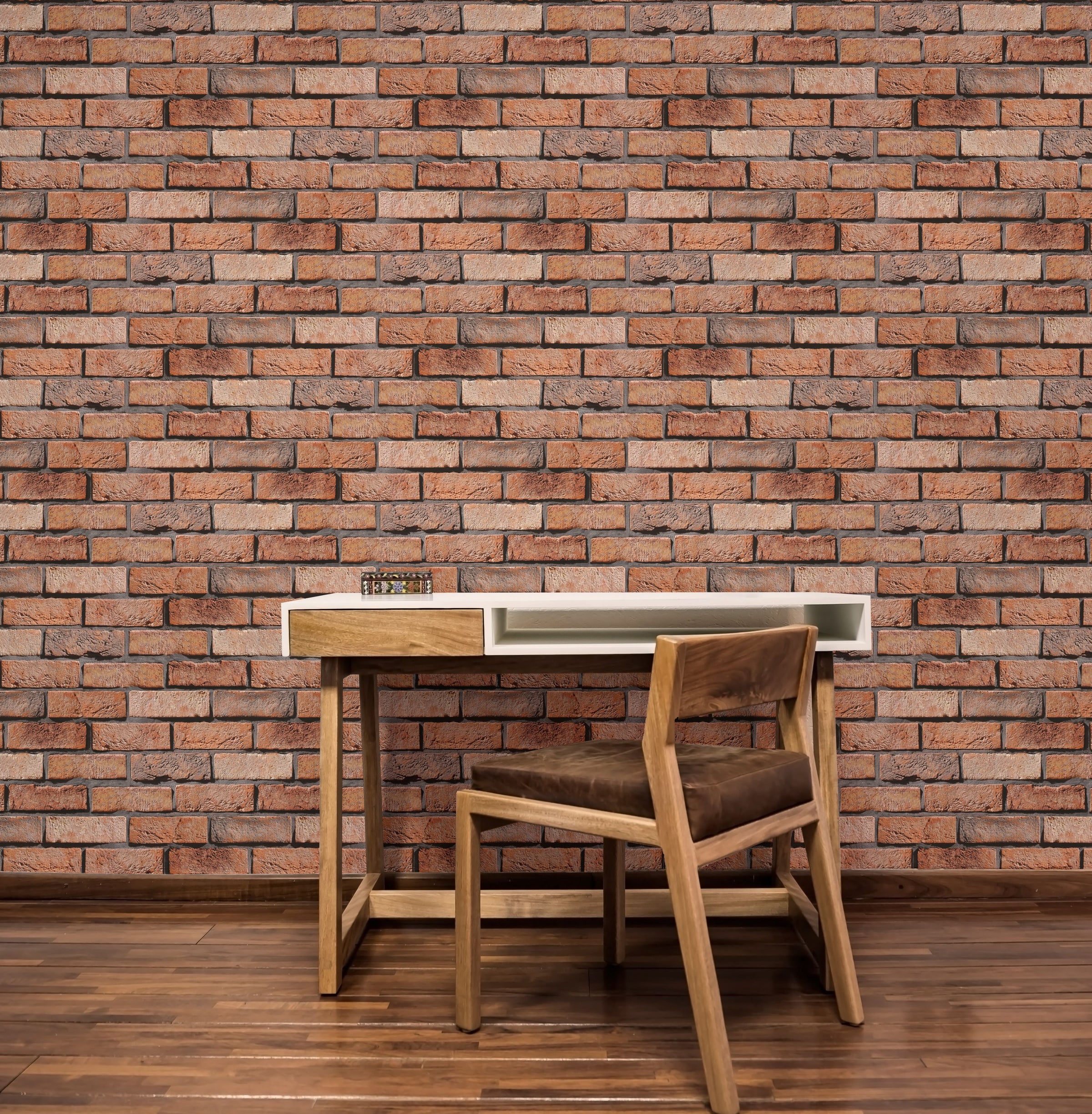 Detailed brick design in red tones for sleek workspace interior styling