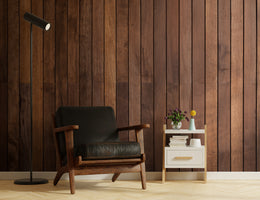 Brown Wood Panel Design | Vertical Striped Peel and Stick Wallpaper
