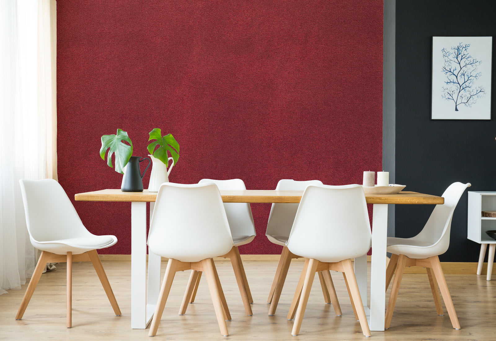 Elegant burgundy fabric style wallpaper for dining room accent wall modern textured wall mural removable.