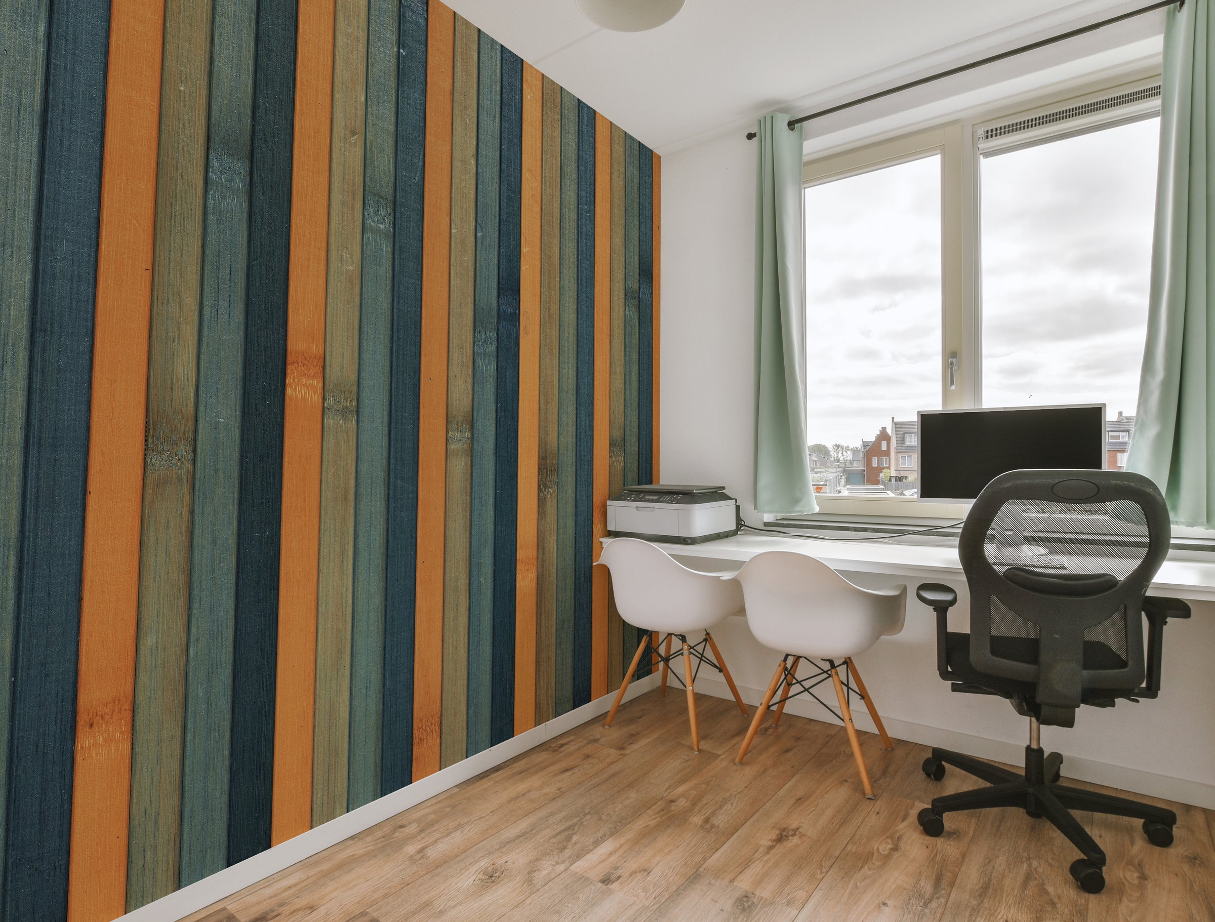 Multicolor Wood Panel Design| Striped Peel And Stick Living Room Wallpaper