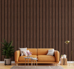 Wood slat wallpaper self adhesive brown panels enhancing modern living room decor