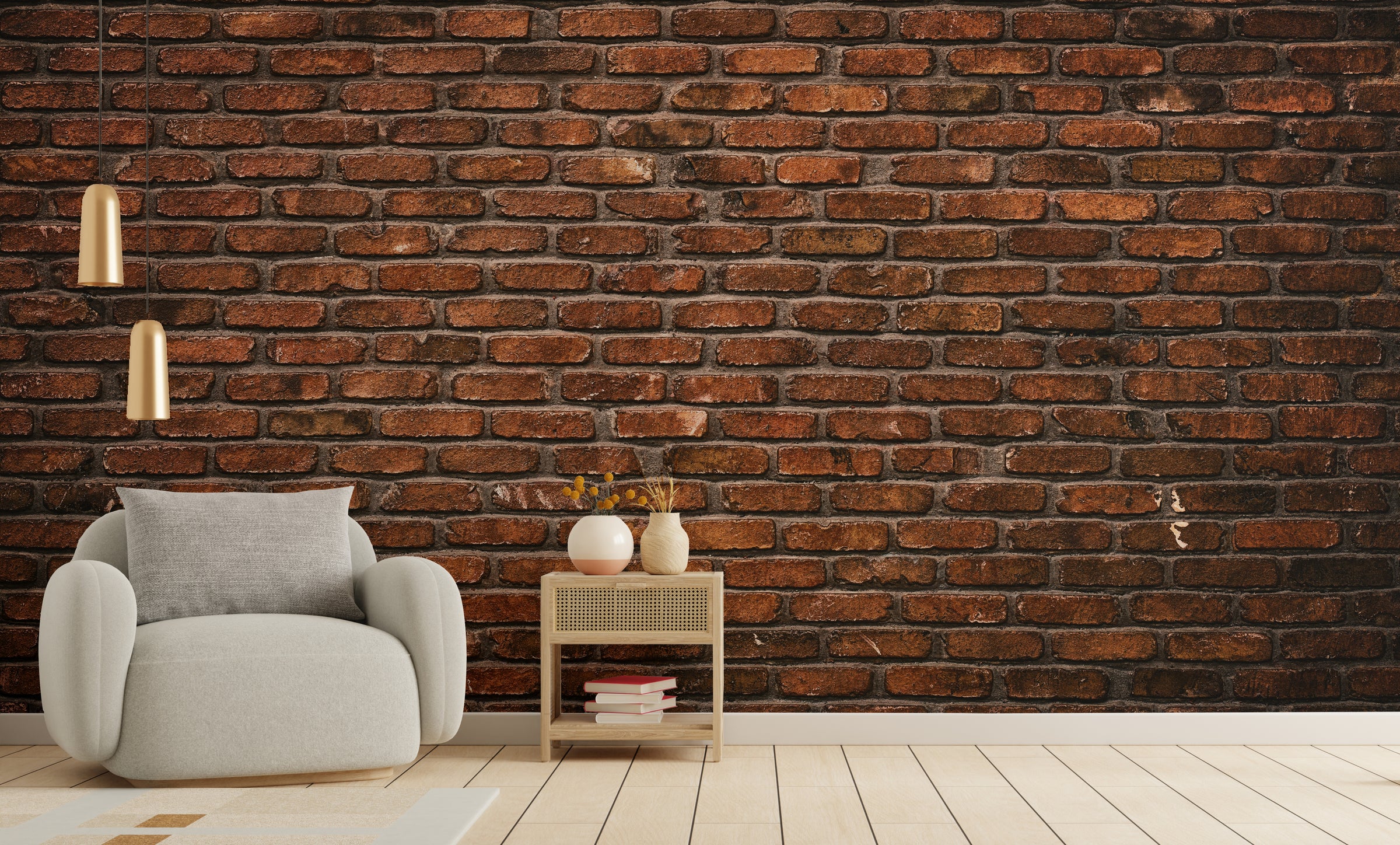 Rustic Dark Red Color Brick Wall Mural Art