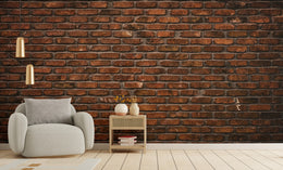 Rustic Dark Red Color Brick Wall Mural Art