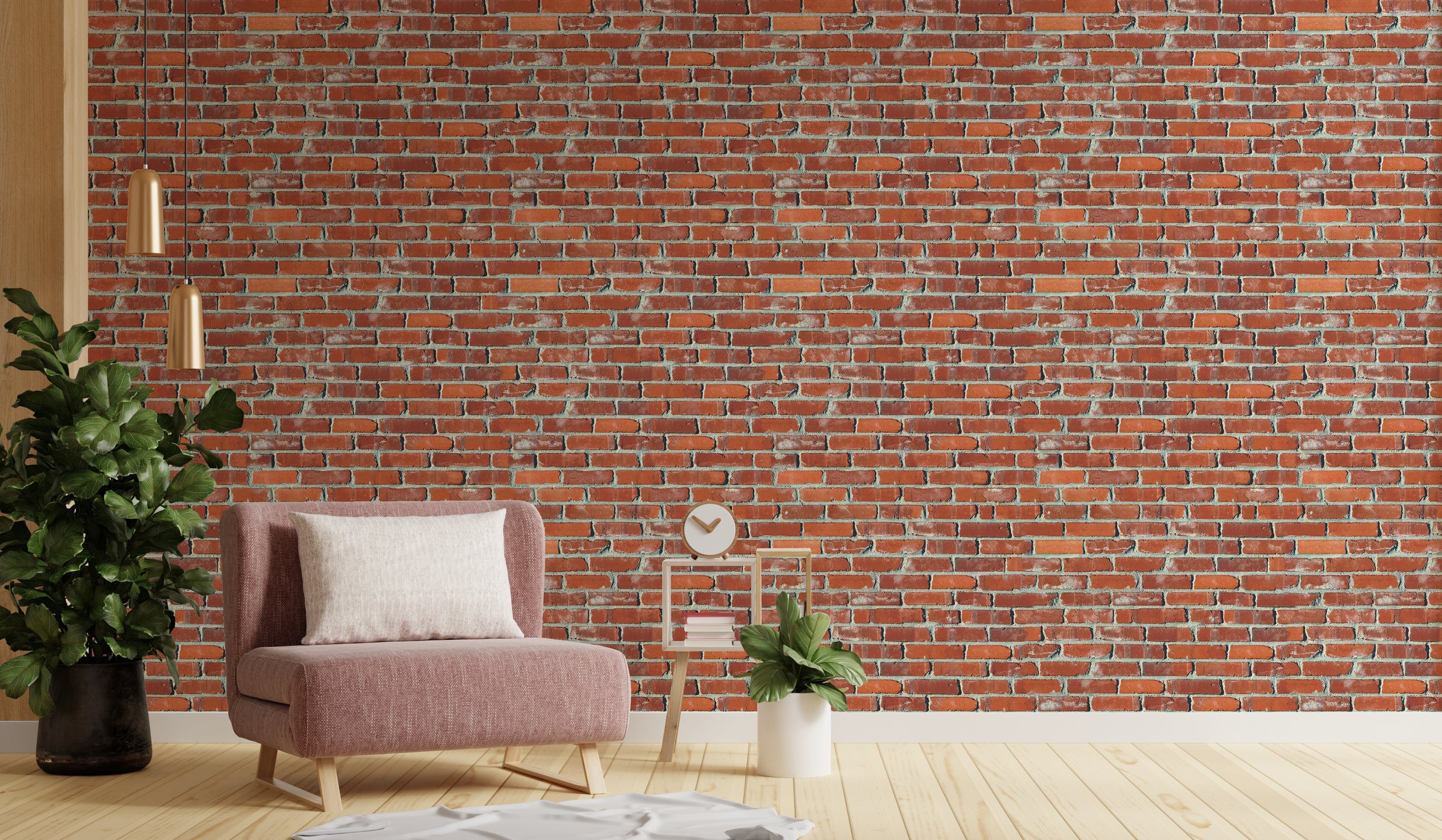 Faux Brick Design | Rustic Red Peel and Stick Farmhouse Wallpaper