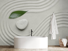 Zen White Sand Wallpaper | Stone Spa Yoga Room Removable Wall Mural