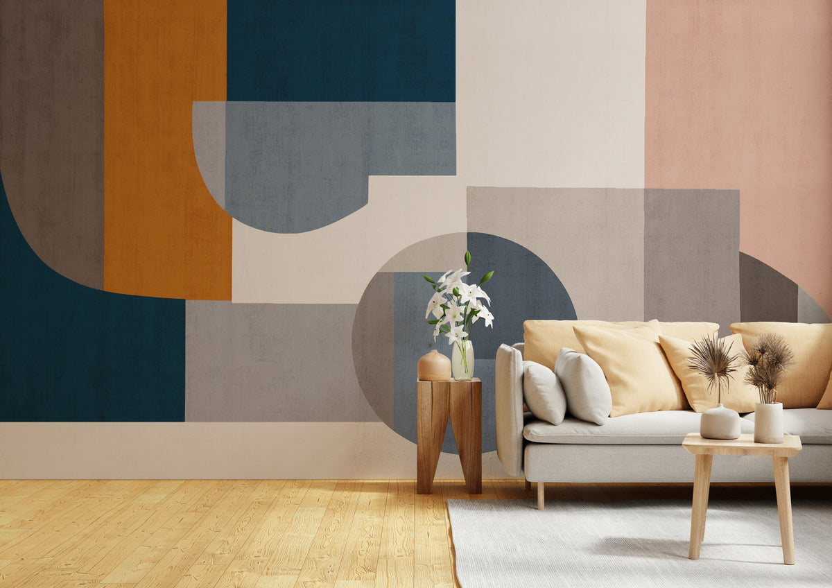 Geometric Fusion Abstract Mural Wallpaper