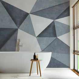 3D Self-Adhesive Grayish Blue Geometric Wallpaper