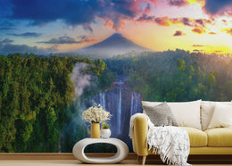Nature Waterfall Wallpaper | Green Landscape Removable Home Decor