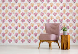Repeating Pink Tree Wallpaper | Floral Peel and Stick Wallpaper