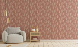Boho Feather Grass Pink Peel and Stick Wallpaper