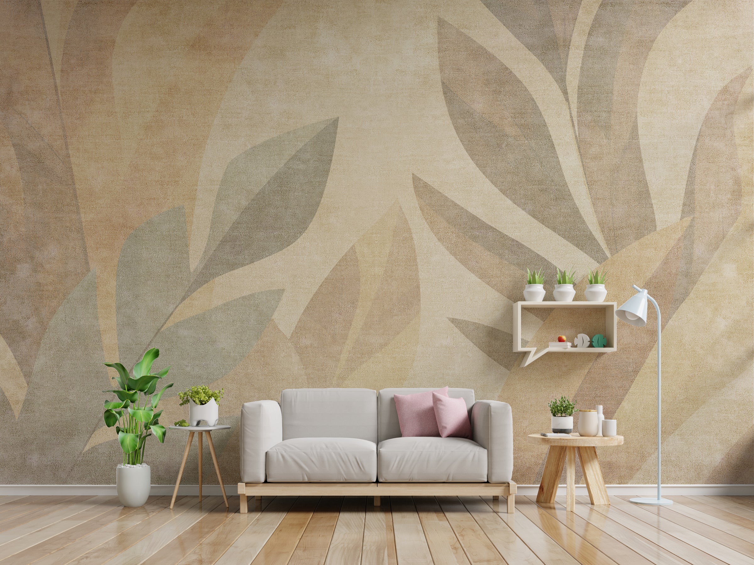 Beige And Ton Color Living Room Abstract Wallpaper