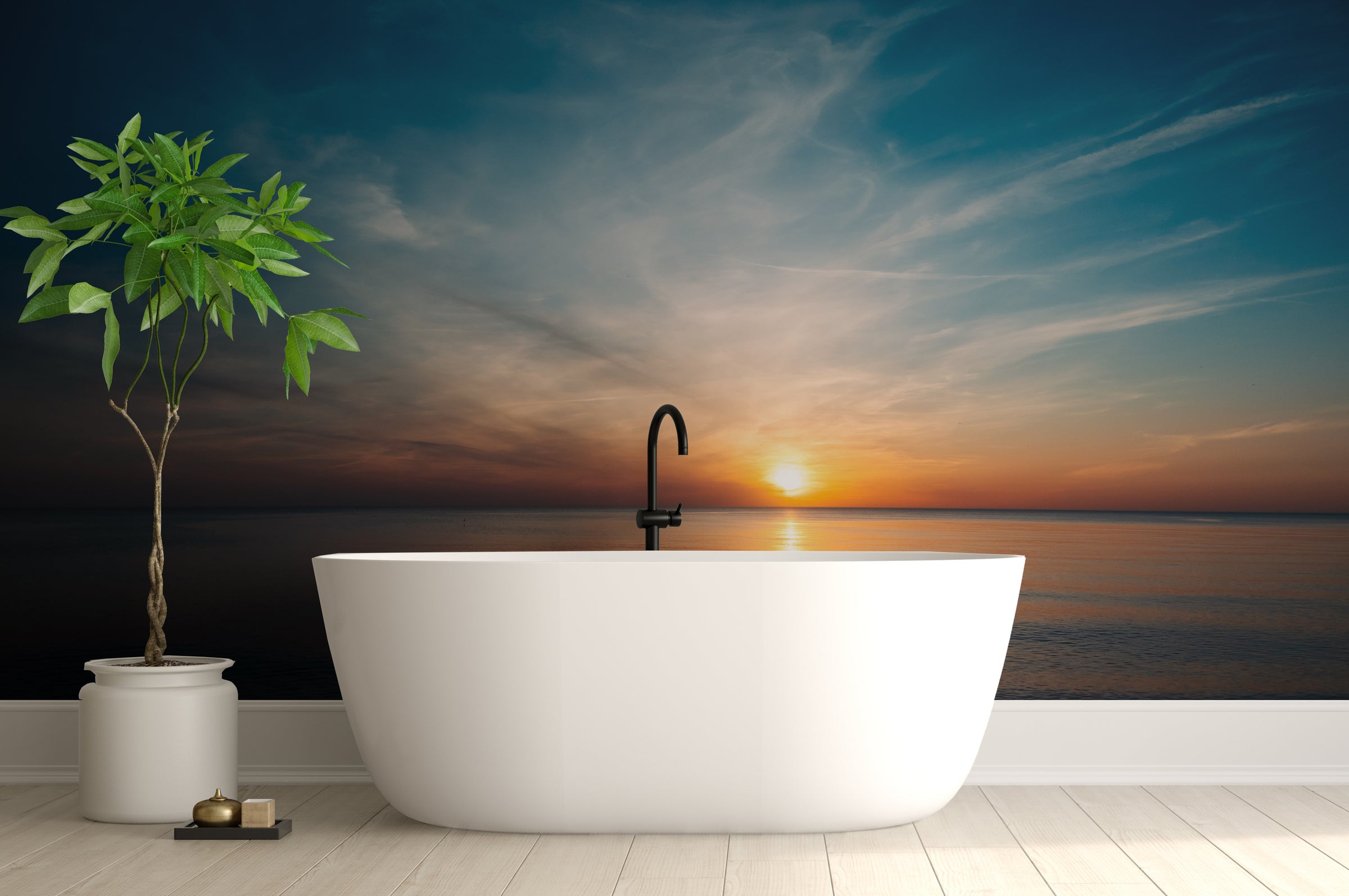 Soft Blue Sky Peaceful and Serene Ocean Views Wall Decor
