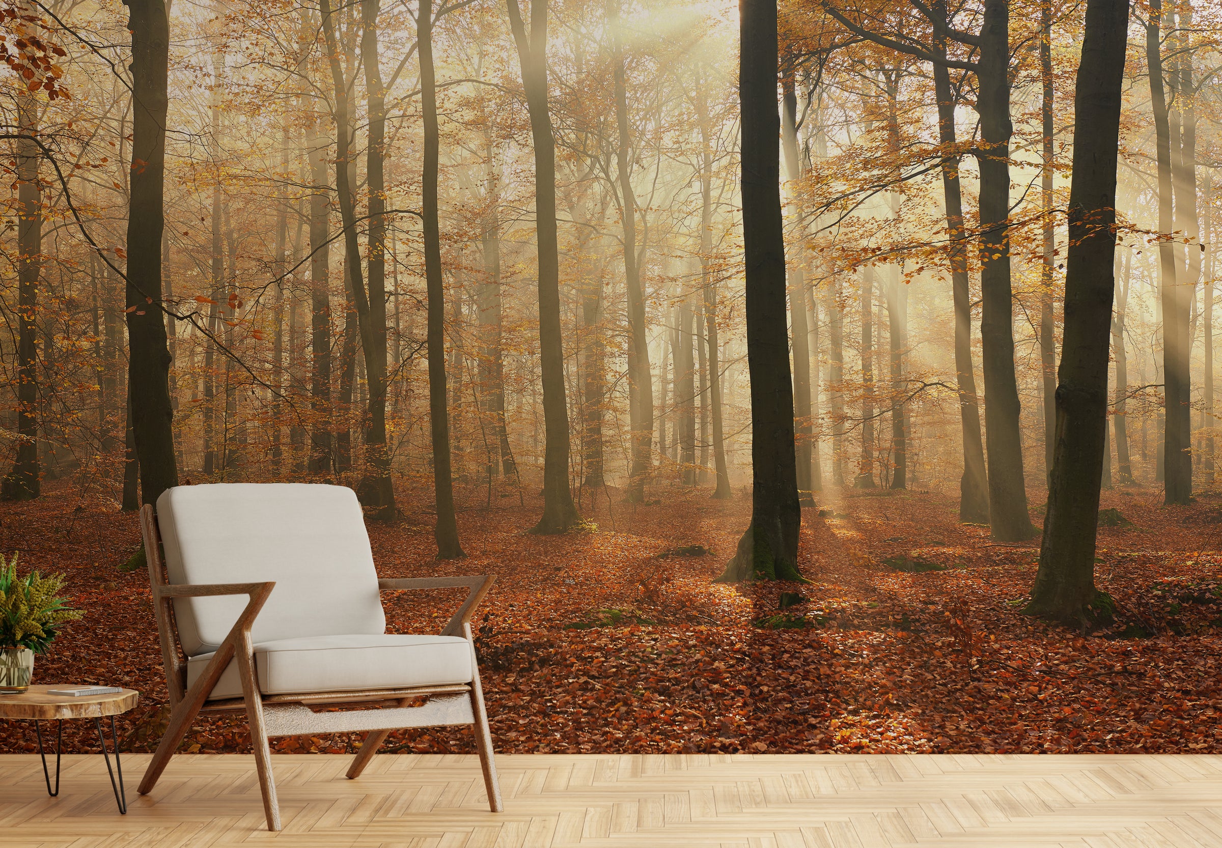 Lush rainforest-inspired wall covering adding organic texture and refreshing scenic presence to home interiors.