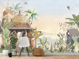 Removable Peacock Wallpaper | Tropical Botanical Garden Mural Decor