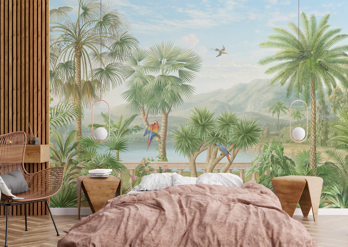 Luxury Living Room Palm Paradise Wallpaper Elegant Botanical Landscape Mural