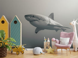 Black And White Shark Wallpaper | Ocean Removable Wall Decor