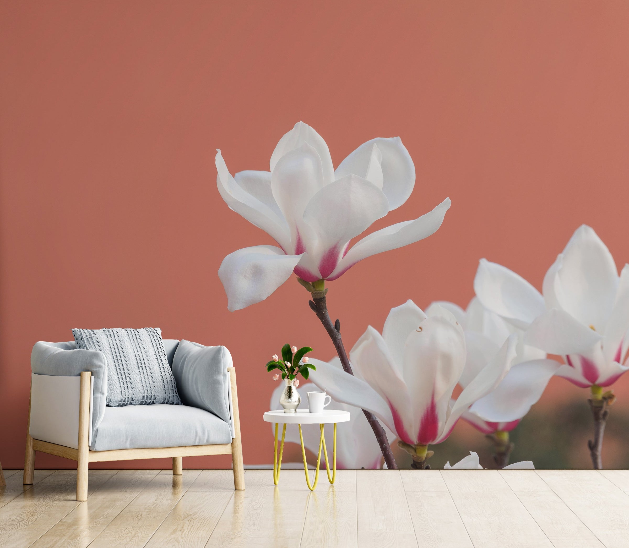 Morning Glory White Flowers Floral Wallpaper