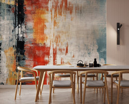 Grunge Abstract Concrete Wallpaper | Red Blue Peel and Stick Wallpaper