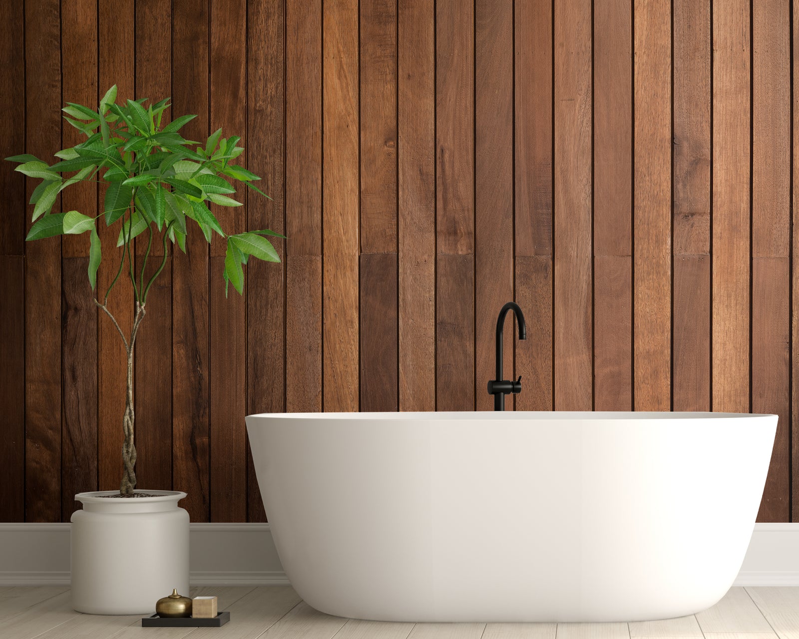Brown Wood Panel Design | Vertical Striped Peel and Stick Wallpaper