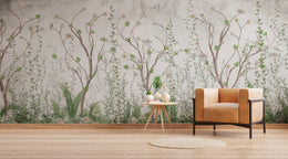 Hand Painted Chinoiserie Wallpaper | Botanical Tree Mural Removable Design