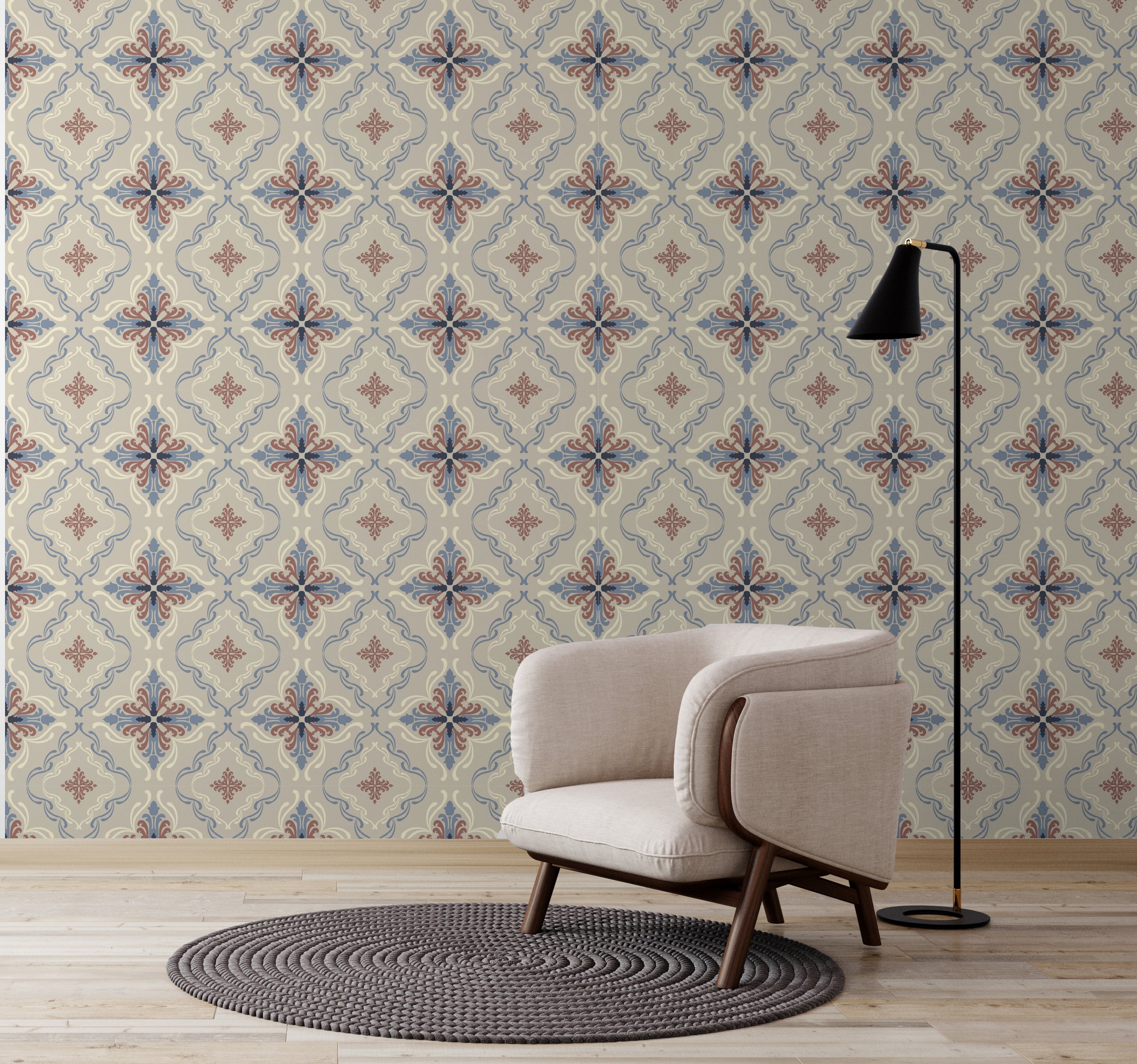 Beige Geometric Wallpaper Moroccan Tile Pattern Peel Stick Wall Decor