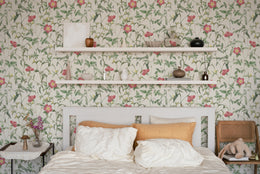 French Floral Design | Pink Roses Removable Wallpaper for Bedroom