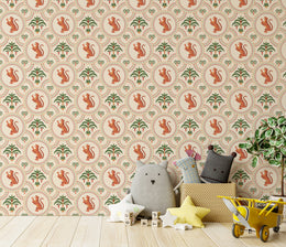 Tiger Jungle Peel and Stick Wallpaper | Terracotta And Green Safari Art | Vintage Style | Kids Room