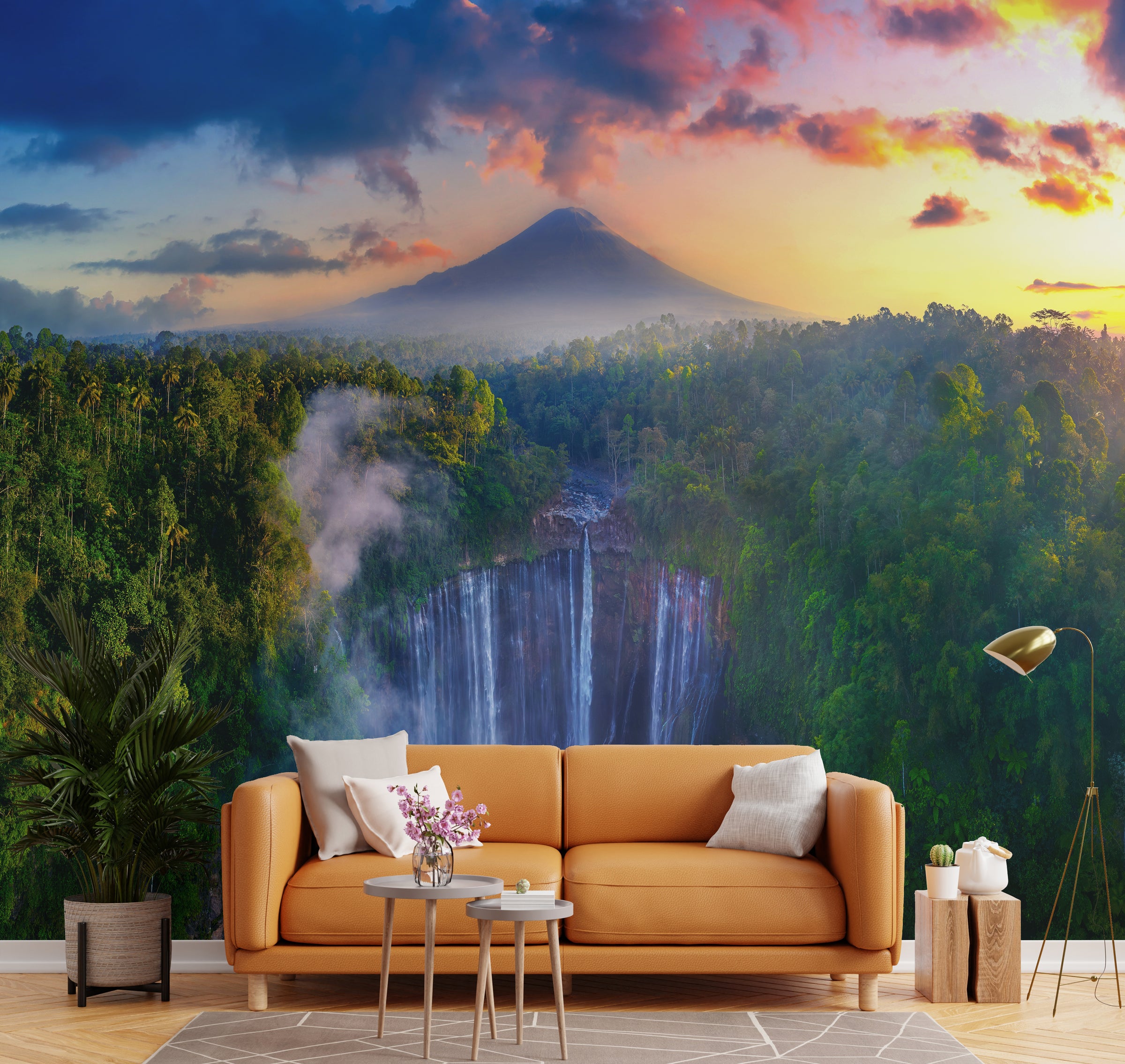 Nature Waterfall Wallpaper | Green Landscape Removable Home Decor