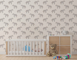 Cute toddler bedroom decor enhanced with safari wildlife illustration wall decor producing engaging visual feature in playful spaces