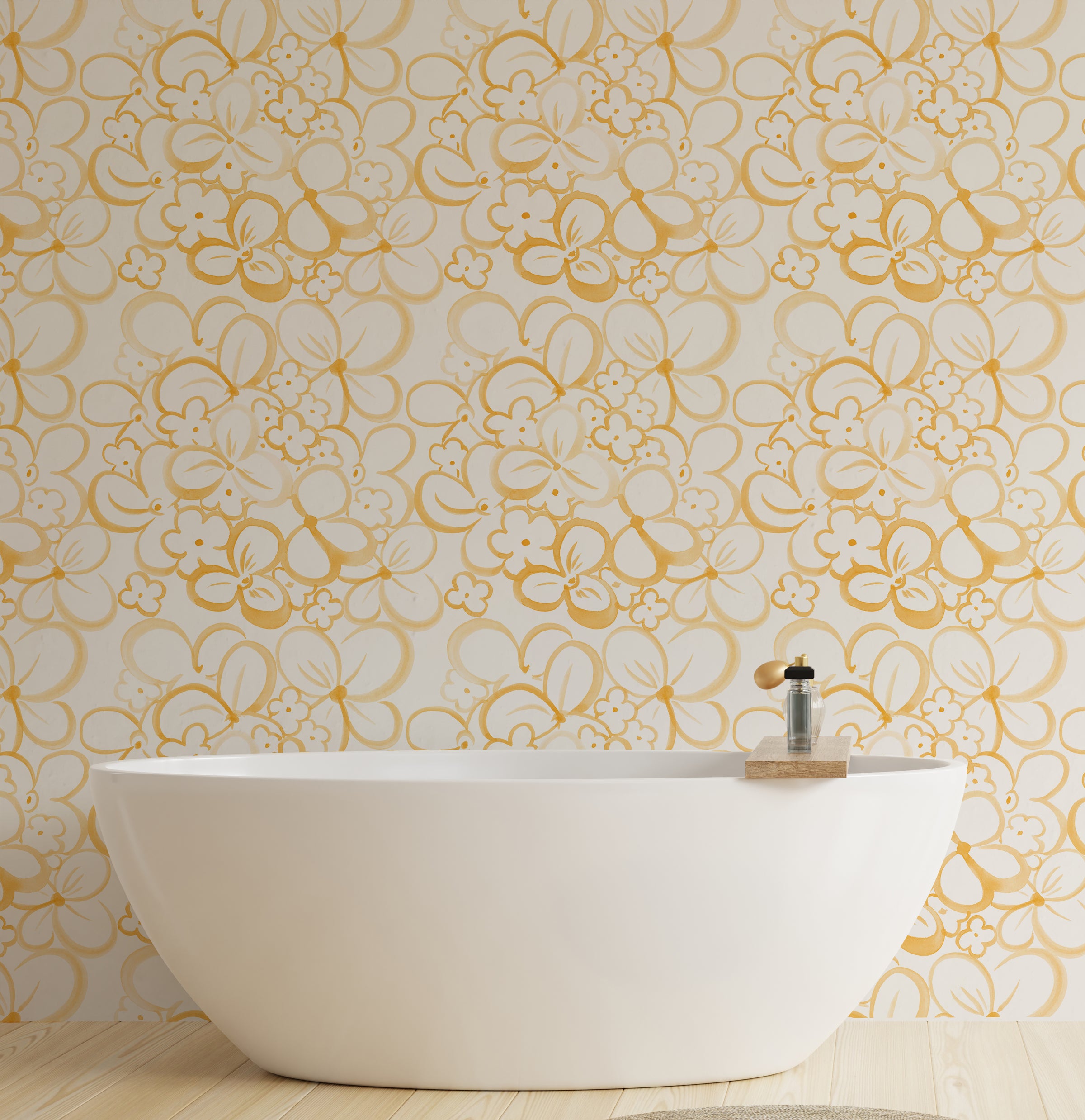 Golden Bloom Floral Room Decor | Yellow Peel and Stick Wallpaper