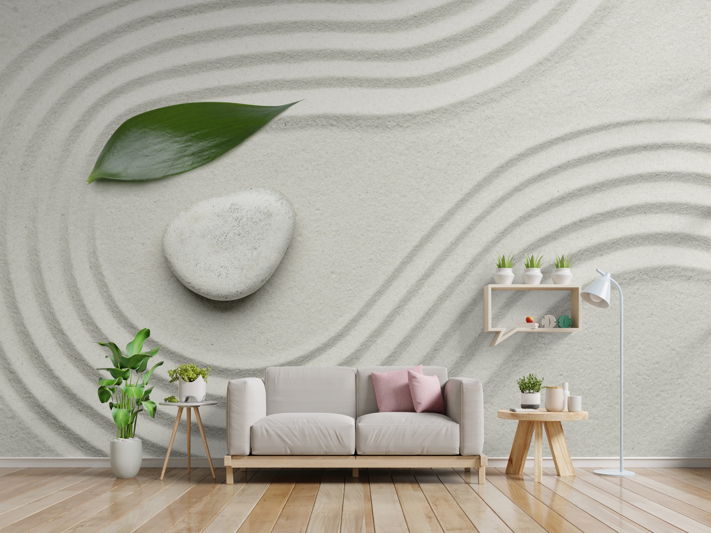 Zen White Sand Wallpaper | Stone Spa Yoga Room Removable Wall Mural